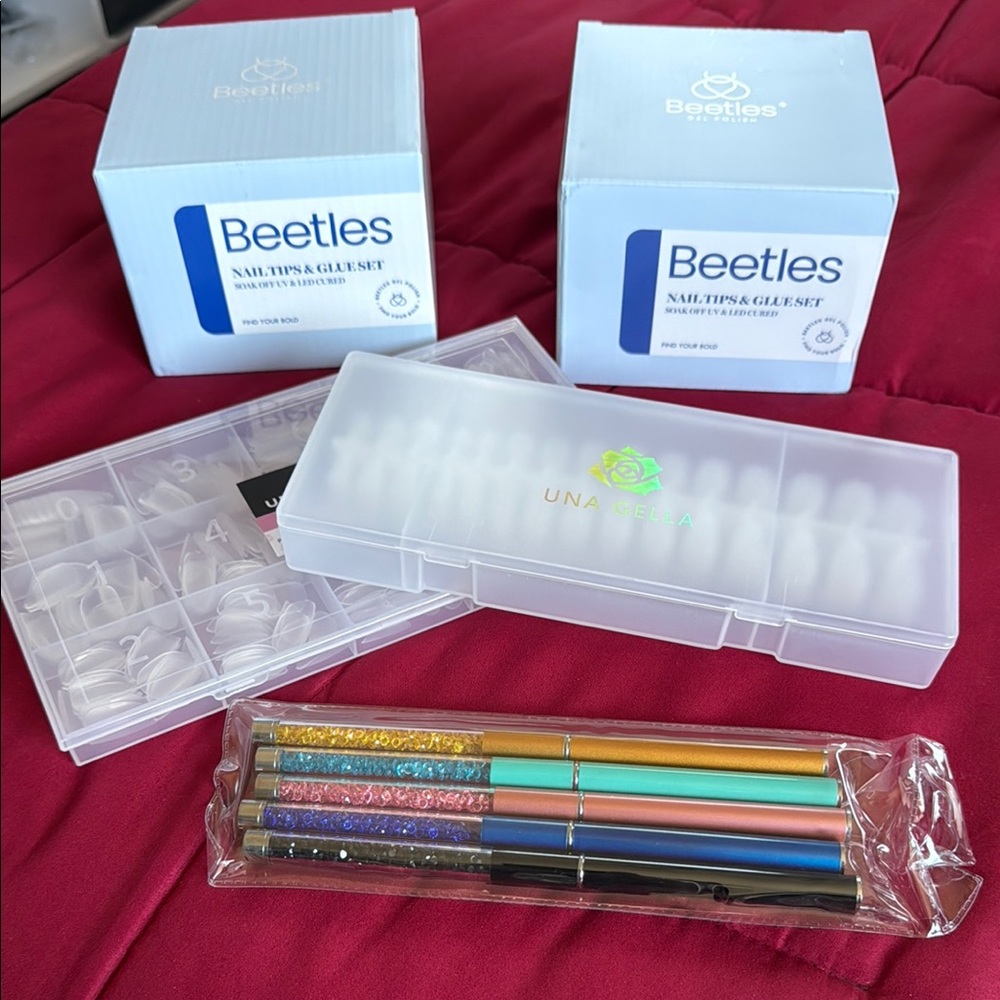 Nail Tip Sets, Colorful Nail Art Brushes, and Practice Stands